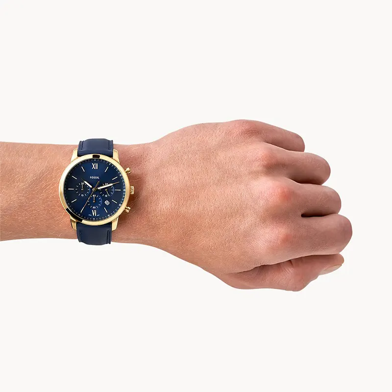Fossil Neutra Chronograph Navy Blue Leather Men's Watch | FS5790