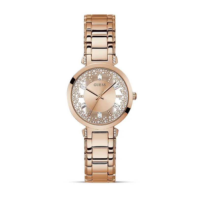 Guess Crystal Clear Rose Dial Ladies Watch | GW0470L3