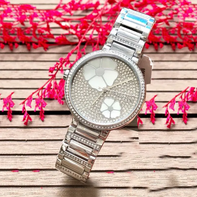 Michael Kors Courtney Silver Pave Flower Dial Ladies Watch | MK3835