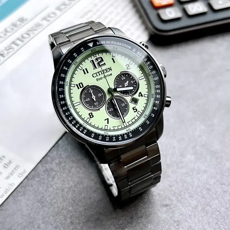 Citizen Eco-Drive Chronograph Luminous Green Dial Men's Watch | CA4507-84X