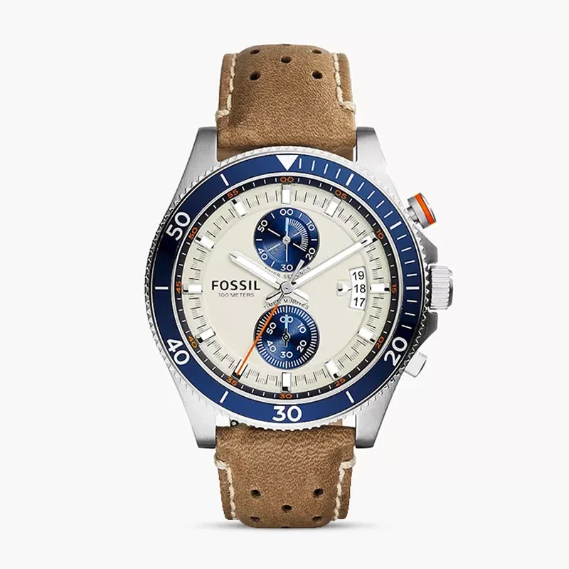 Fossil Wakefield Chronograph Cream Dial Tan Leather Men’s Watch | CH2951