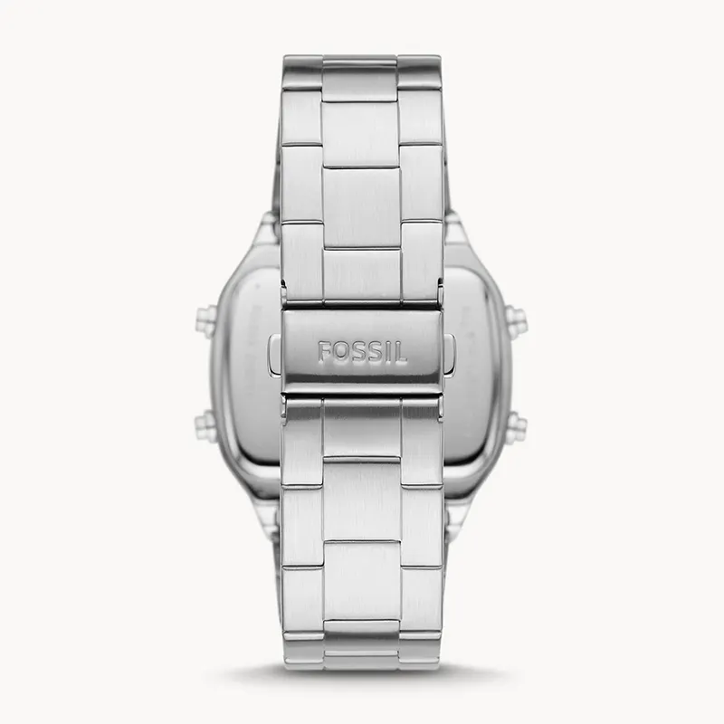 Fossil Retro Digital Silver-Tone Stainless Steel Men's Watch | FS5844