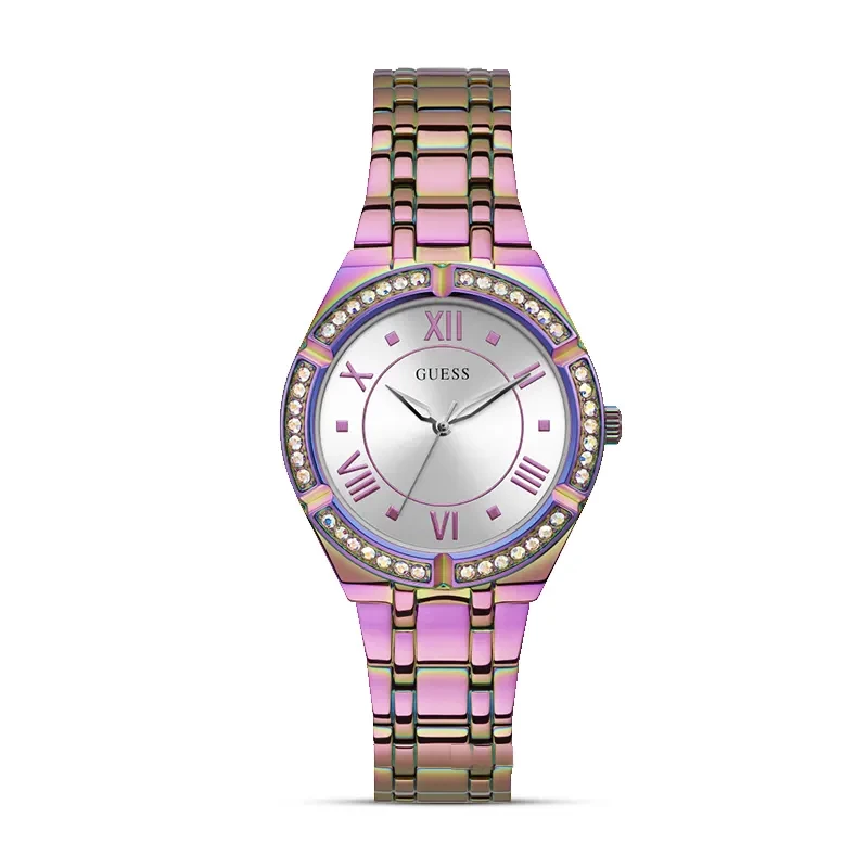 Guess Cosmo Silver Dial Purple Ladies Watch | GW0033L6