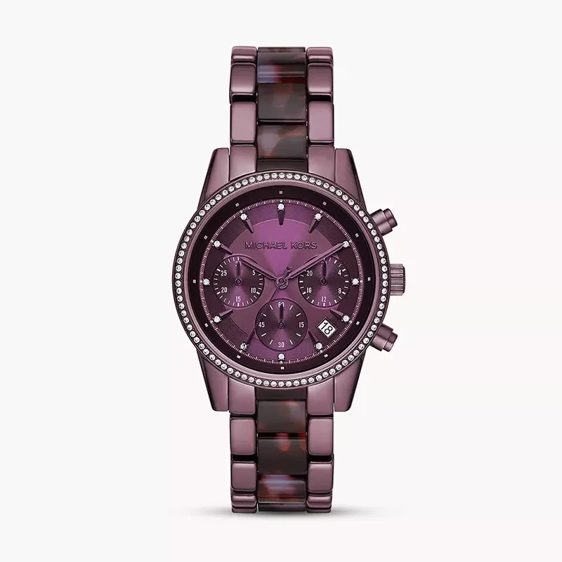 Michael Kors Ritz Pave Chronograph Purple Dial Ladies Watch | MK6720