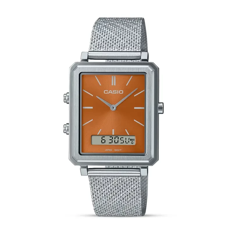Casio MTP-B205M-5E Dual Time Tiger Orange Dial Watch