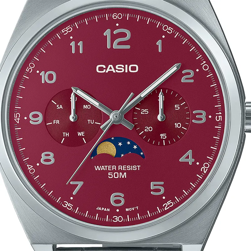 Casio MTP-M300D-4AV Moon Phase Maroon Dial Men's Watch