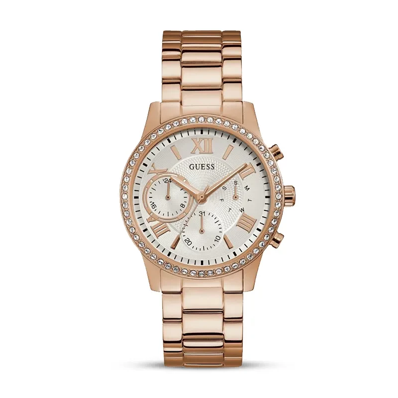 Guess Solar Crystal Silver Dial Ladies Watch  | W1069L3