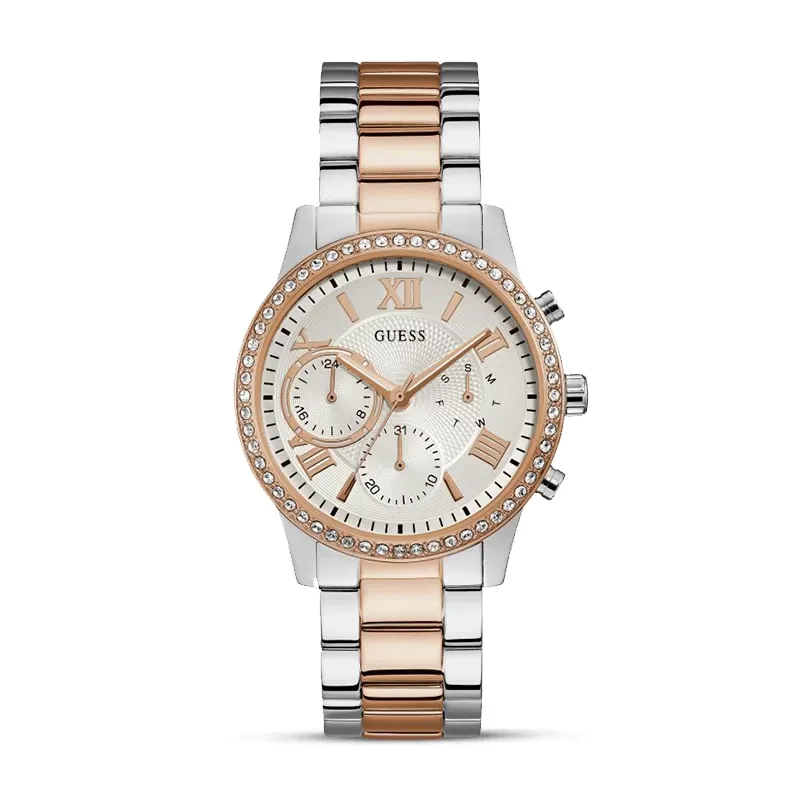 Guess Solar Crystal Silver Dial Ladies Watch | W1069L4