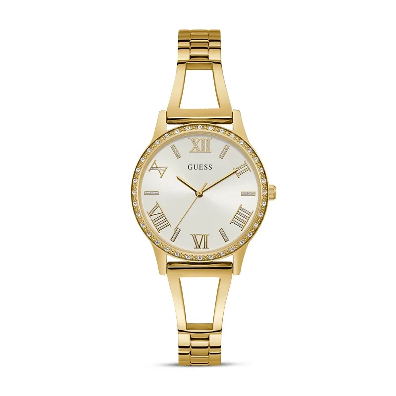 Guess Lucy White Dial Yellow Gold-tone Ladies Watch | W1208L2