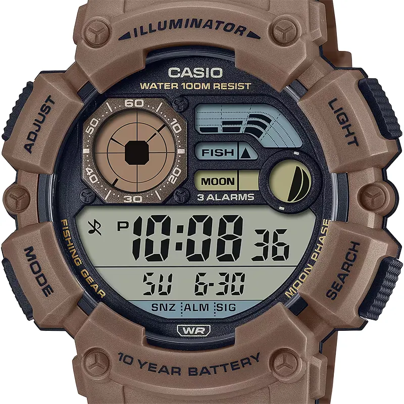 Casio WS-1500H-5AV Moon Phase, Fishing Timer Digital Men's Watch