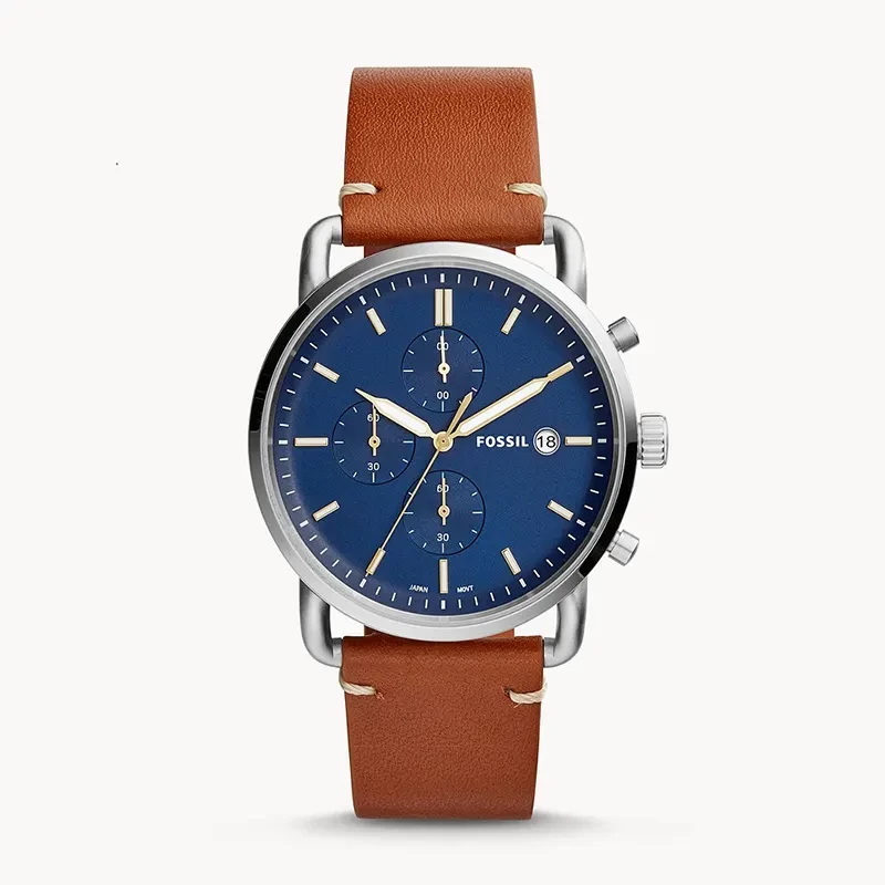 Fossil The Commuter Blue Dial Brown Leather Men's Watch | FS5401