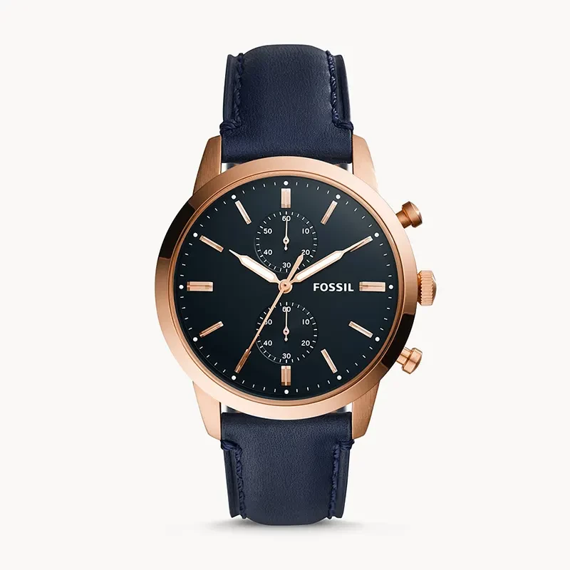 Fossil 44mm Townsman Chronograph Navy Leather Men's Watch | FS5436