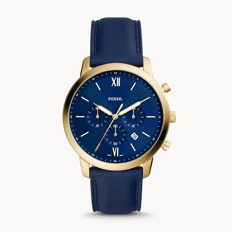 Fossil Neutra Chronograph Navy Blue Leather Men's Watch | FS5790