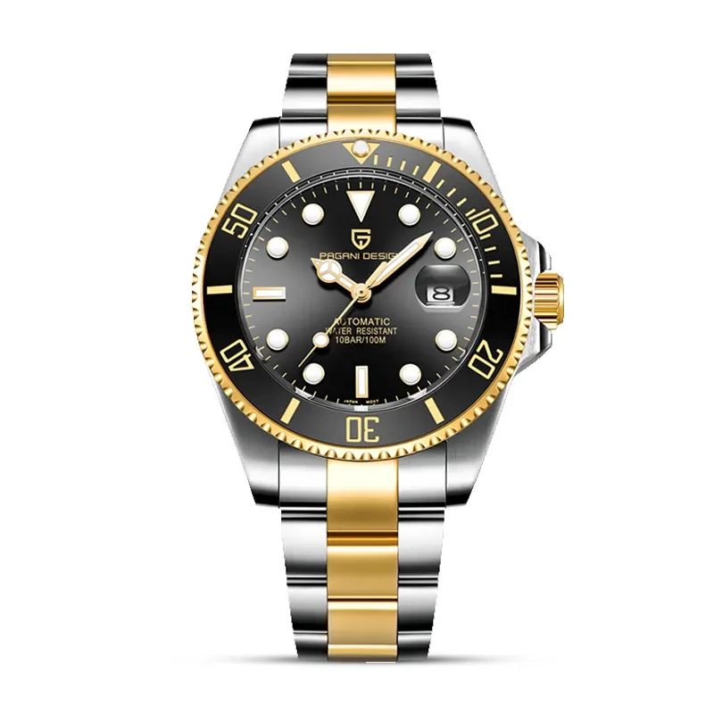 Pagani Design PD-1639 Submariner Two-tone Black Dial Men's Watch