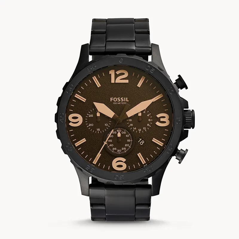 Fossil Nate Chronograph Black Stainless Steel Men's Watch | JR1356