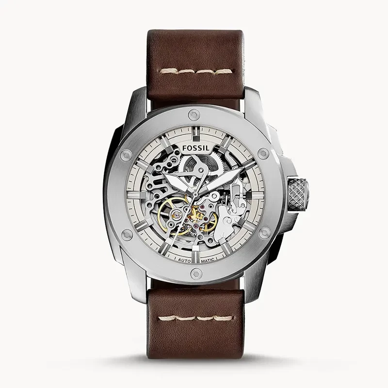 Fossil Modern Machine Automatic Skeleton Dial Brown Leather Men's Watch | ME3083