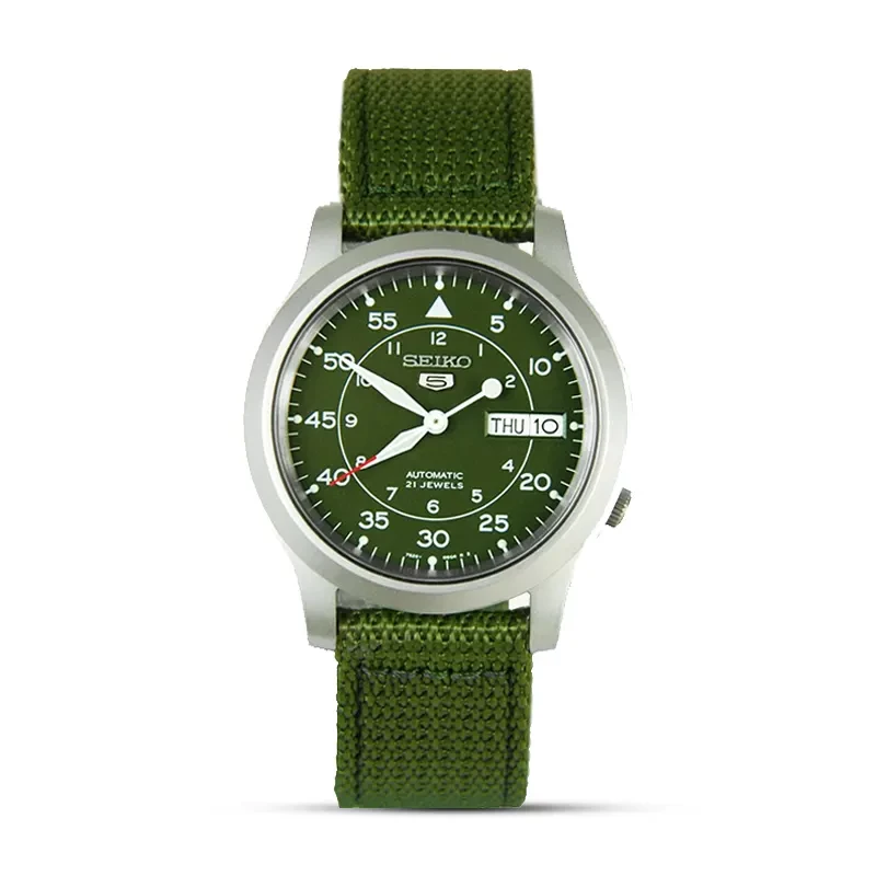 Seiko 5 Green Dial Green Nylon Strap Men's Watch | SNK805