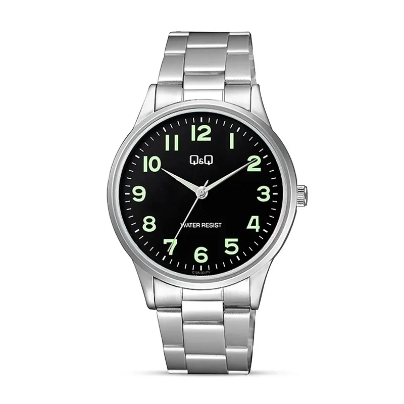 Q&Q C10A-001PY Black Dial Silver-tone Men's Watch