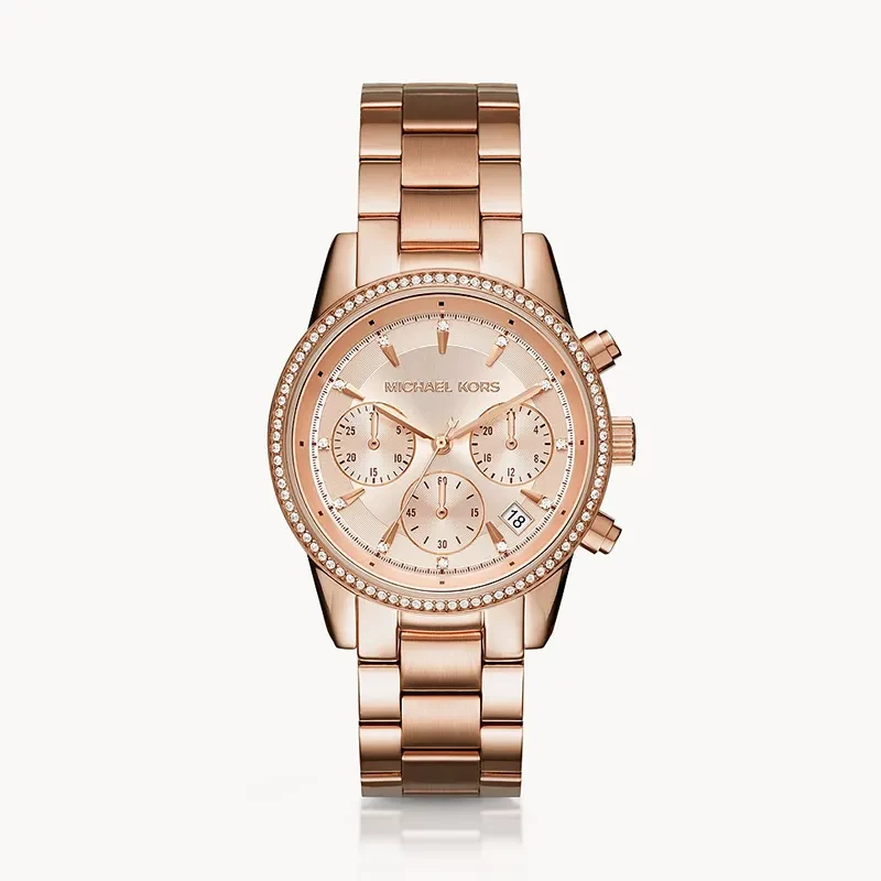 Michael Kors Ritz Chronograph Rose Gold-Tone Ladies Watch | MK6357