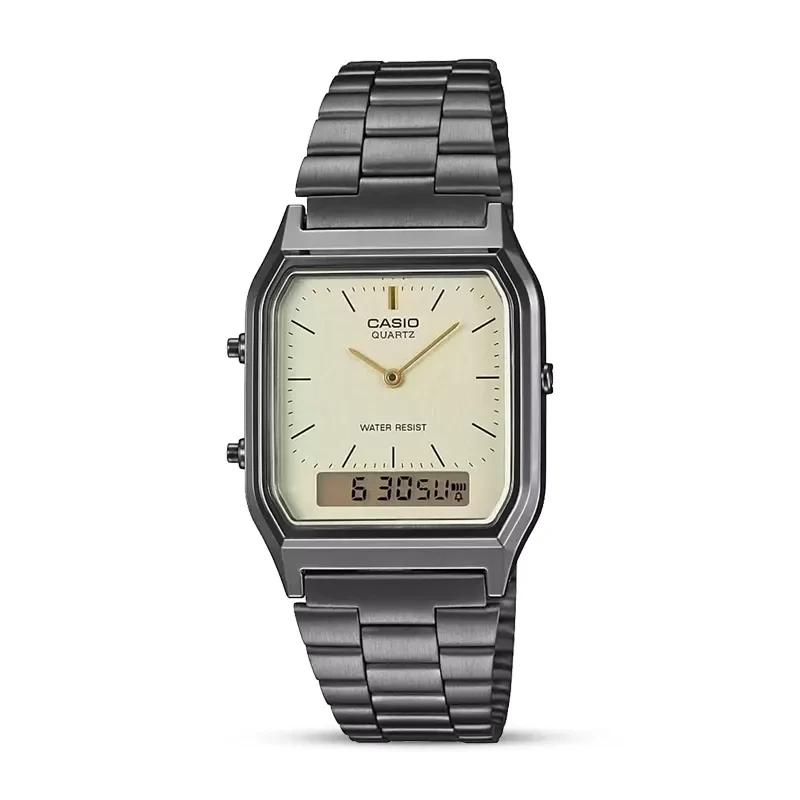 Casio AQ-2300GG-9A Cream Dial Gray ion plated band Men's Watch