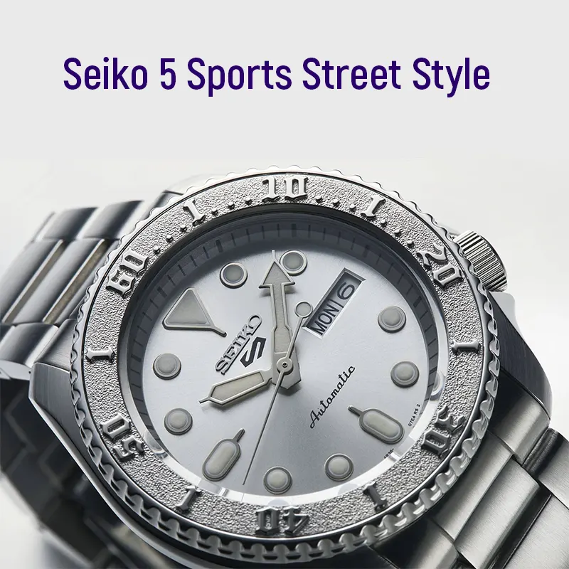 Seiko 5 Sports Silver Dial Silver-tone Men's Watch | SRPE71