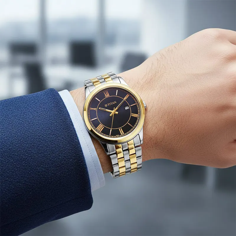 Titan Karishma Festive Royal Blue Dial Men's Watch | 10060BM03