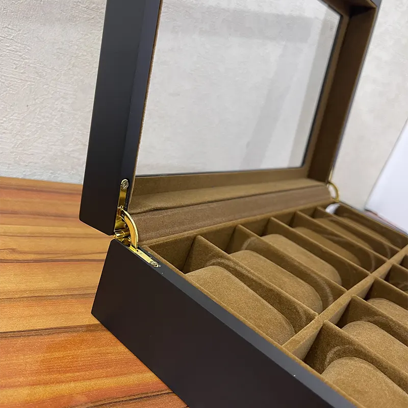 12 Slot Wooden Black Watch Organizer Box and Gift Case