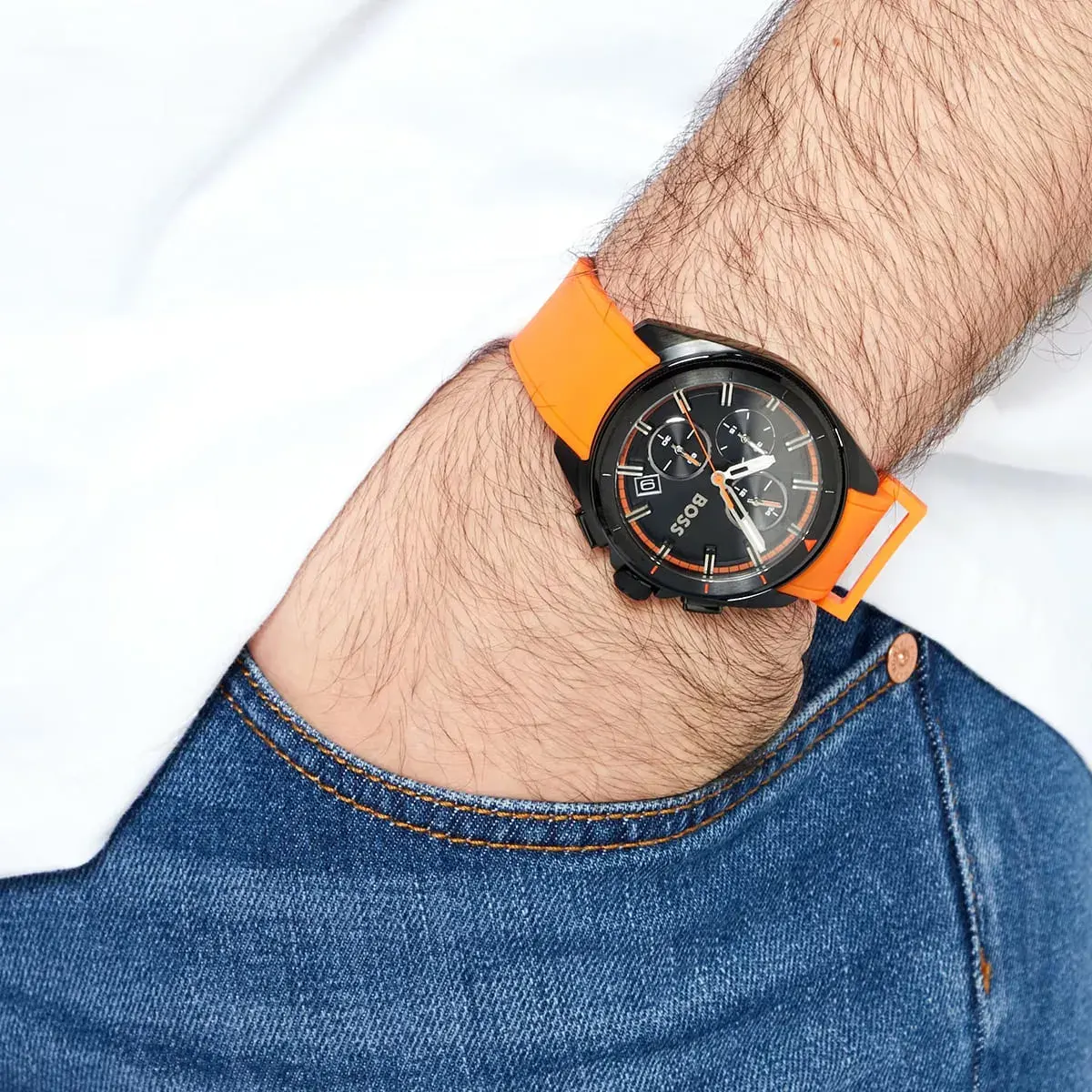 Hugo Boss Volane Chronograph Orange Silicone Strap Men's Watch | 1513957