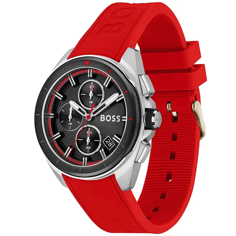 Hugo Boss Volane Chronograph Red Silicone Strap Men's Watch | 1513959