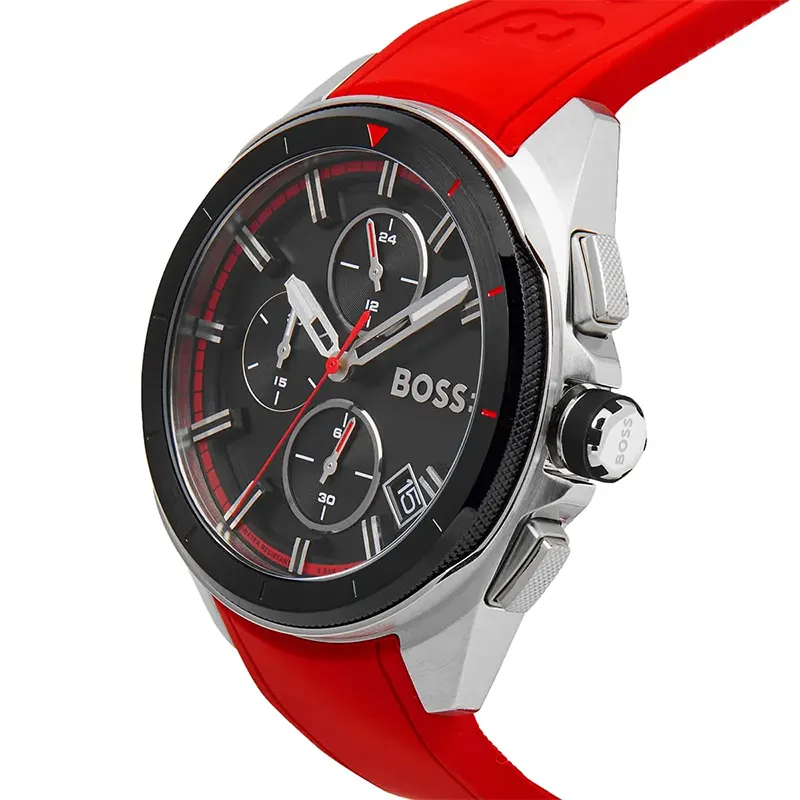 Hugo Boss Volane Chronograph Red Silicone Strap Men's Watch | 1513959