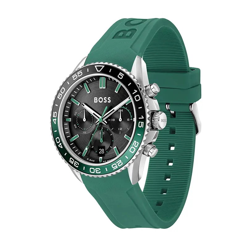 Hugo Boss Runner Chronograph Black Dial Silicone Men's Watch | 1514246