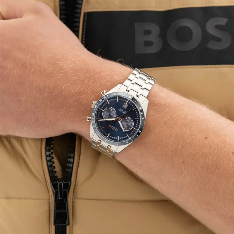 Hugo Boss Tourmaster Blue Dial Two-Tone Men's Watch | 1514288