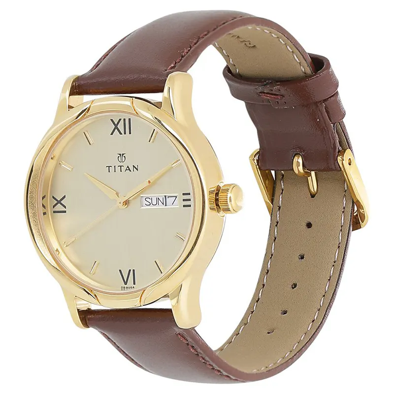 Titan Karishma Champagne Dial Day-Date Men's Watch | 1580YL05