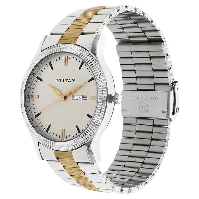 Titan Karishma Silver Dial Two-Tone Men's Watch | 1650BM01