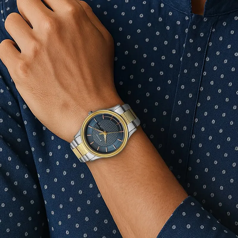 Titan Karishma 1650BM05 Blue Dial Two tone Men's Watch