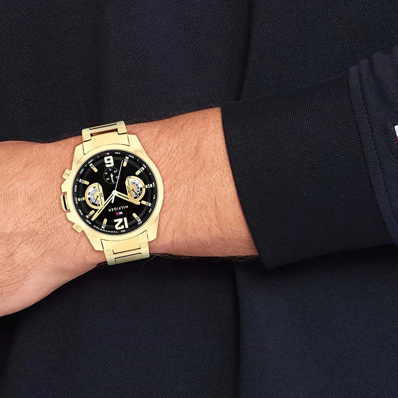 Tommy Hilfiger Decker Black Dial Gold-tone Men's Watch Watch | 1710638