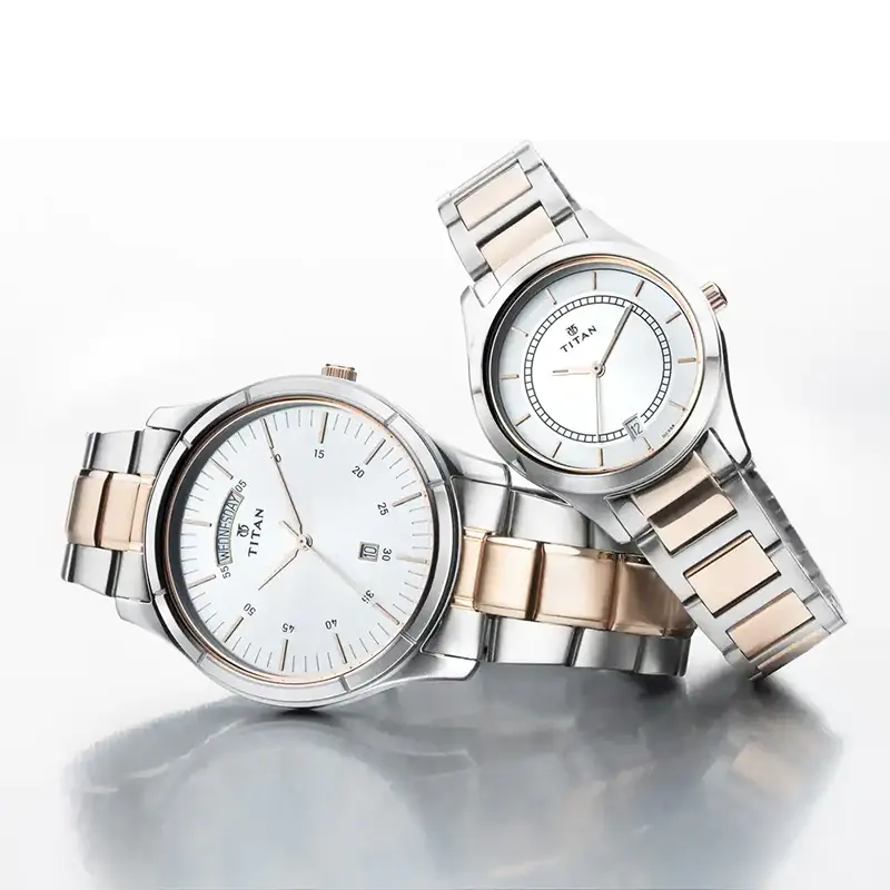Titan Bandhan Silver Dial Couples Watch | 17672596KM01