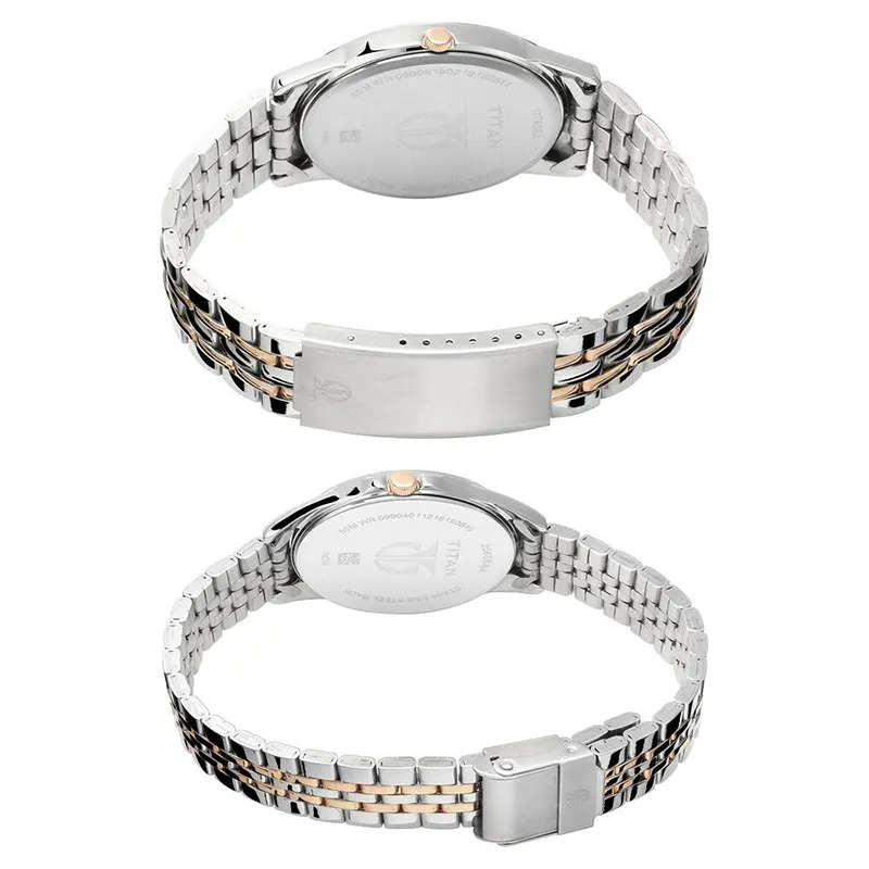 Titan Bandhan Silver Dial Two-Tone Couple Watch | 17742565KM01