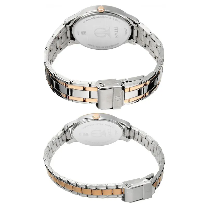 Titan Bandhan Date Silver Dial Two-Tone Couple Watch | 17752481KM01