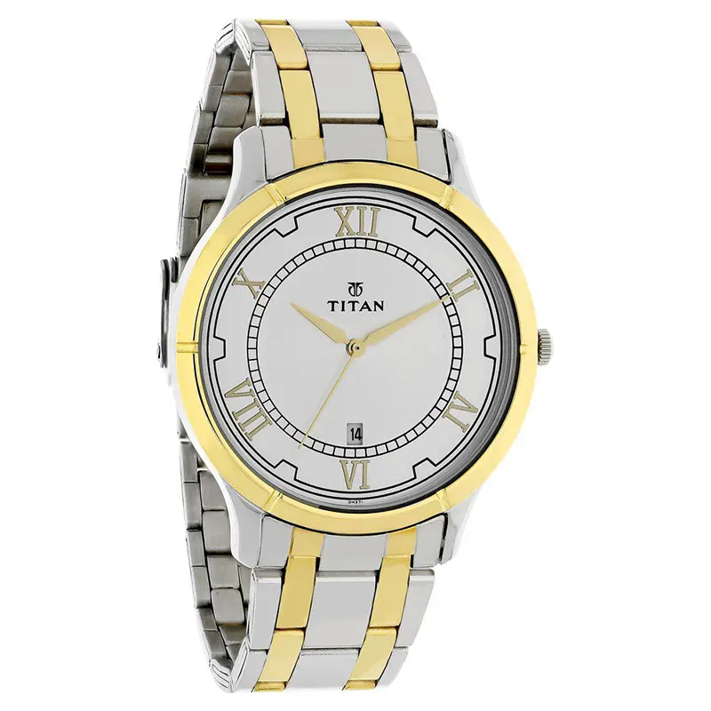 Titan 1775BM01 White Dial Two tone Men's Watch