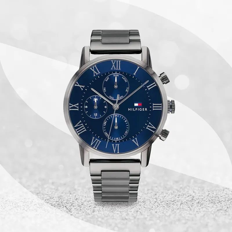 Tommy Hilfiger Kane Blue Dial Gunmetal Men's Watch | 1791456