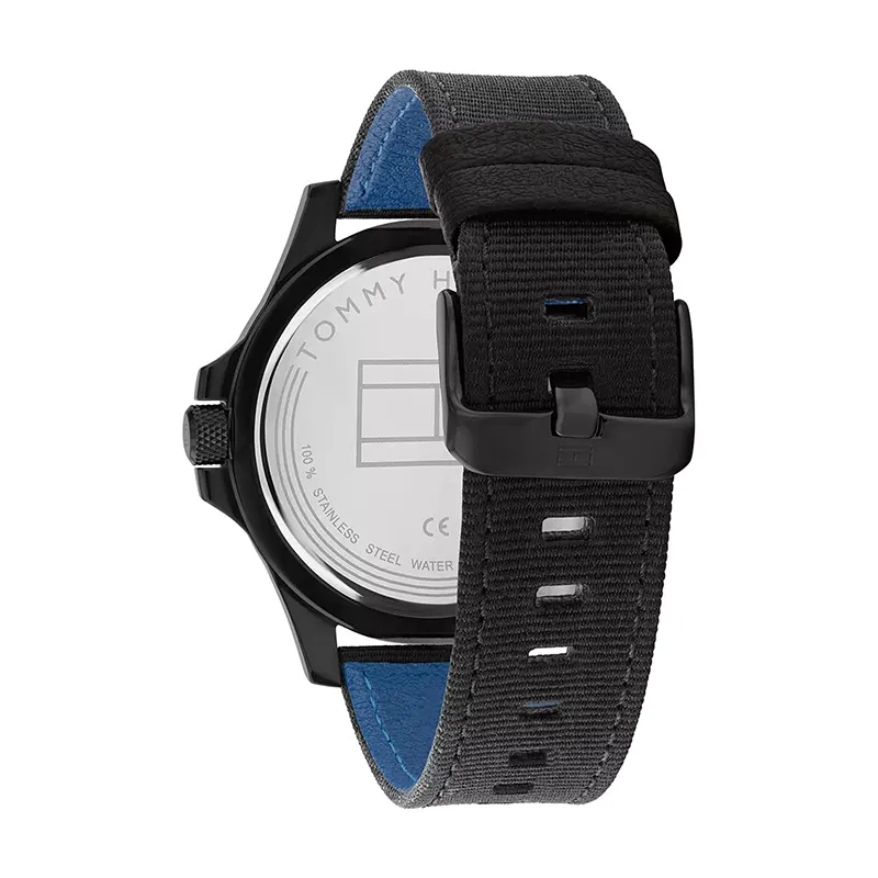 Tommy Hilfiger Black Nylon & Blue Leather Black Dial Men's Watch | 1791993