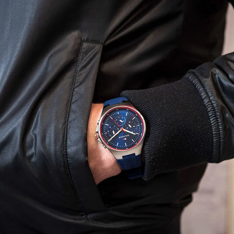 Tommy Hilfiger Justin Blue Dial Silicone Men's Watch | 1792057