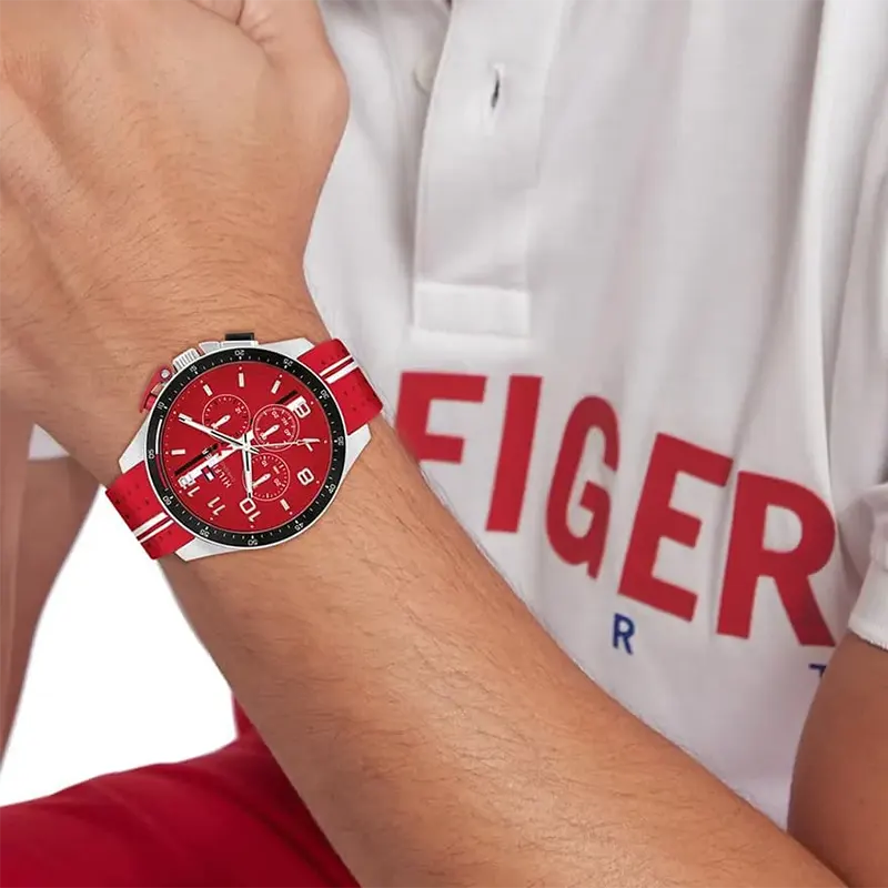 Tommy Hilfiger Bank Chronograph Red Dial Men's Watch | 1792170