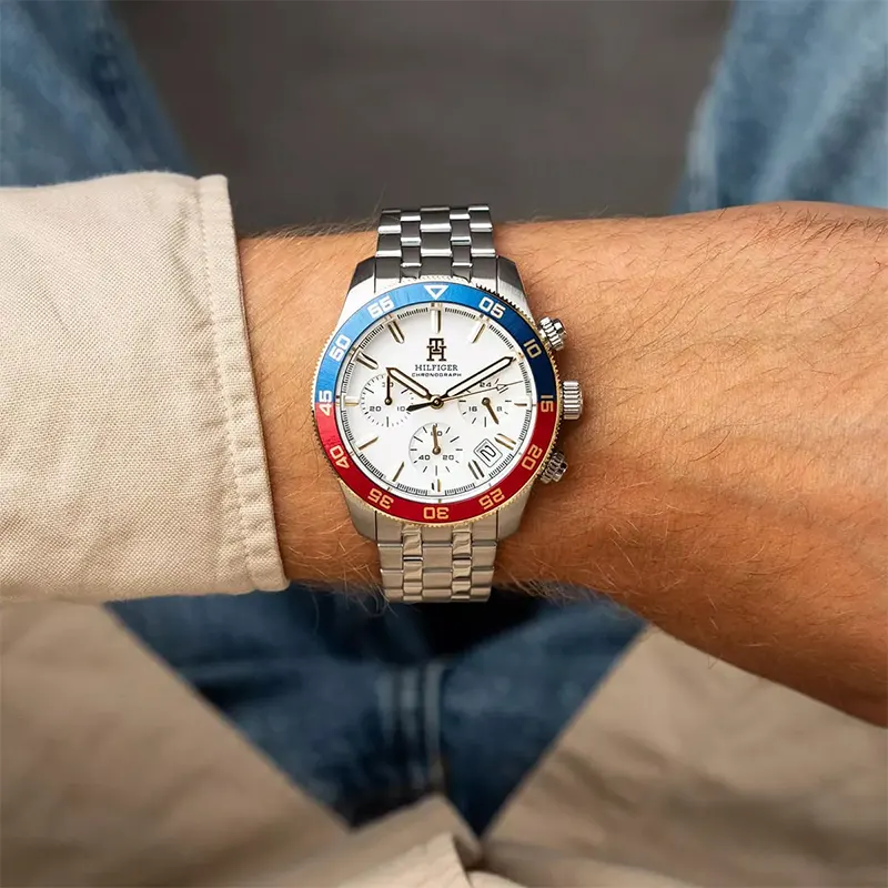 Tommy Hilfiger TH85 Chronograph White Dial Pepsi Men's Watch Watch | 1792184