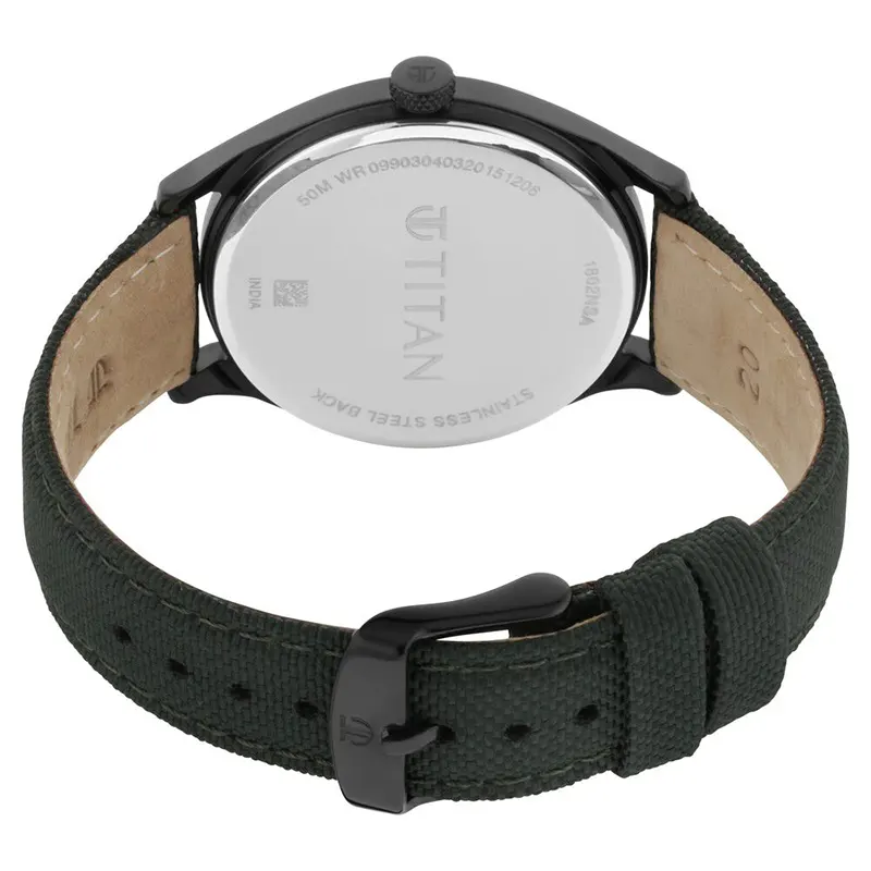 Titan Workwear Minimalist Green Dial Leather Men's Watch | 1802NL02