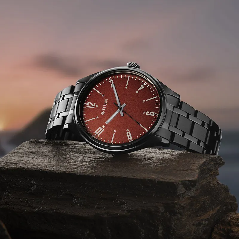 Titan Workwear Wrist Wit Red Brown Dial Men's Watch | 1802NM02