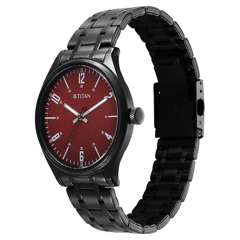 Titan Workwear Wrist Wit Red Brown Dial Men's Watch | 1802NM02