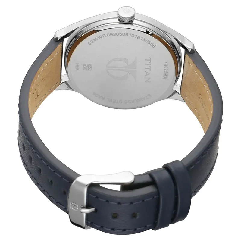 Titan Urban Edge Silver Dial Leather Men's Watch | 1802SL02