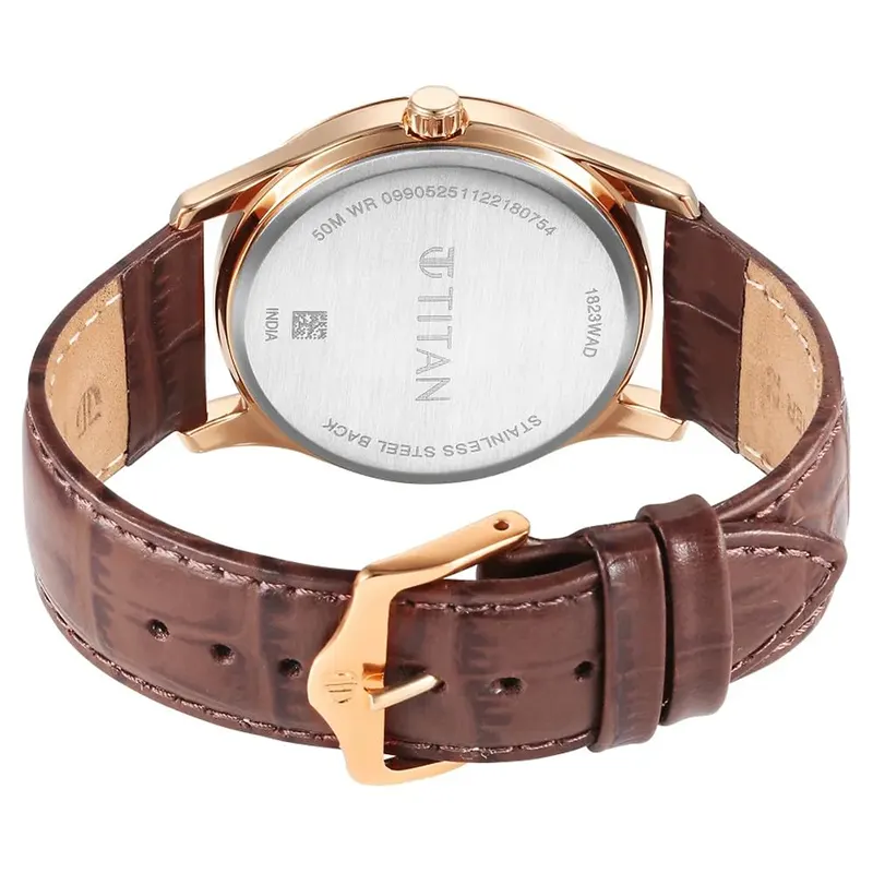 Titan Karishma Green Dial Brown Leather Men's Watch | 1823WL02
